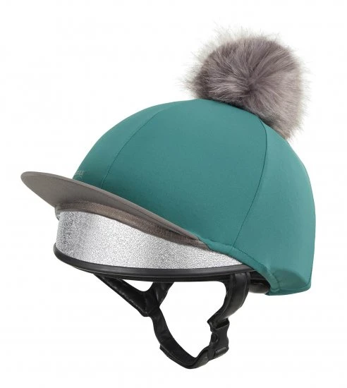 LeMieux Pom Pom Hat Silk – Peacock 2 LeMieux Pom Pom Hat Silk – Peacock - Image 2