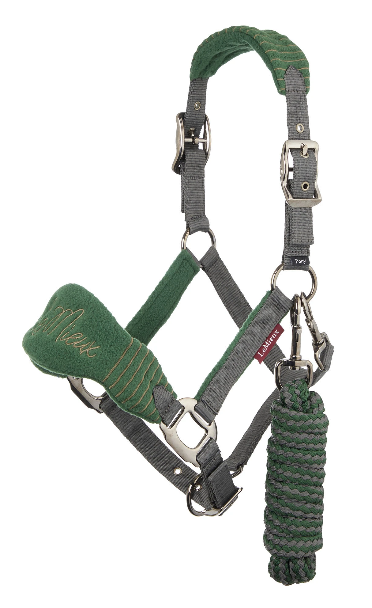 LeMieux Vogue Fleece Headcollar & Leadrope – Hunter Green 2 LeMieux Vogue Fleece Headcollar & Leadrope – Hunter Green - Image 2